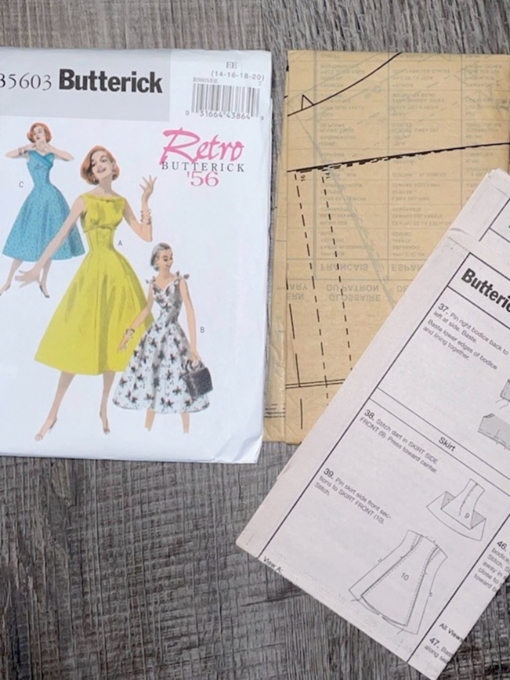 Butterick B5603 -A Misses Size 14-20 Dress Sewing Pattern Retro 1956 Fit & Flare - Picture 3 of 3